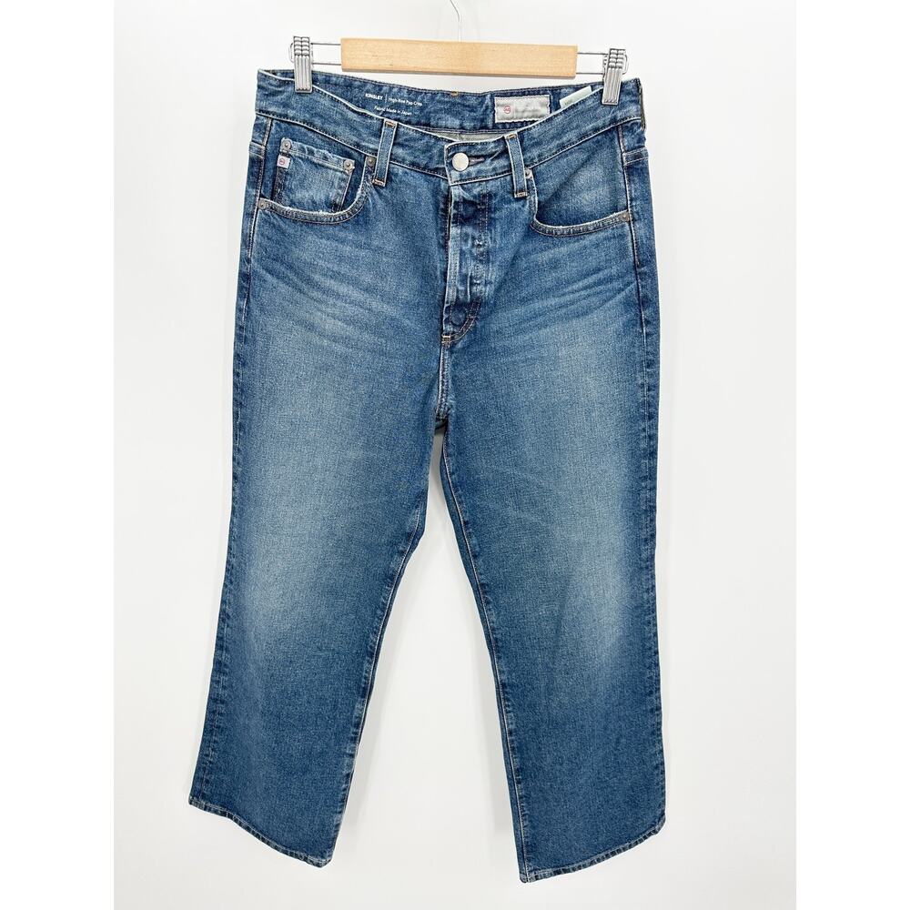 AG Kinsley High Rise Pop Crop‎ Jeans Blue Button Fly Womens Size 30R FJ13